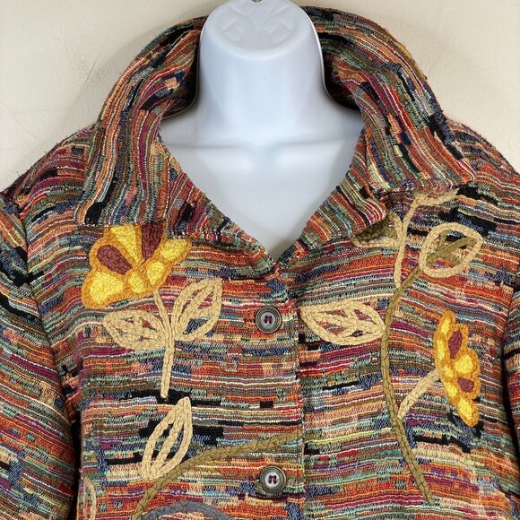 Vintage Graff Womens Southwest Art To Wear Jacket Large Terra Cotta Embroidered - Picture 2 of 15